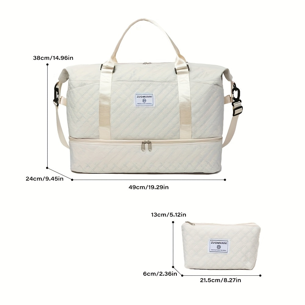 EONOTHEM Large Capacity Multi-Functional Duffel Bag with Removable Strap - Quilted Design, Zip Closure, Shoe Compartment, Ideal for Yoga, Fitness, Travel & More - Perfect Gift for Valentine'S Day, Ramadan, Eid, and New Year,