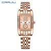 Stainless Steel Women's Luxury Watch, Elegant Rectangle Pointer Analog Quartz Rhinestone WR Wrist Watch