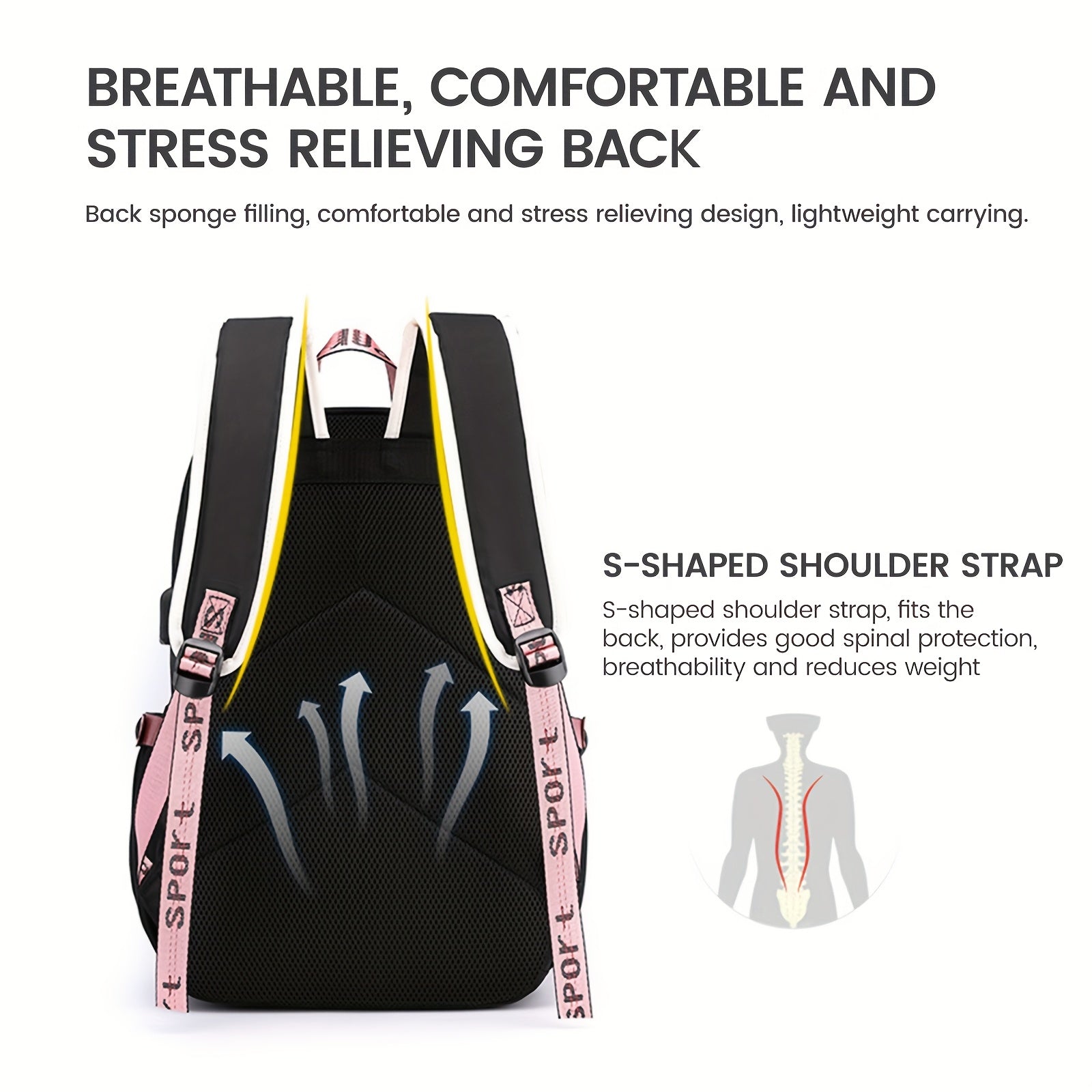 Stylish Casual Backpack For Outdoor And Daily Use Preppy Backpack For Women Color Block Bag - Perfect For Everyday Use, Travel, And Outdoor