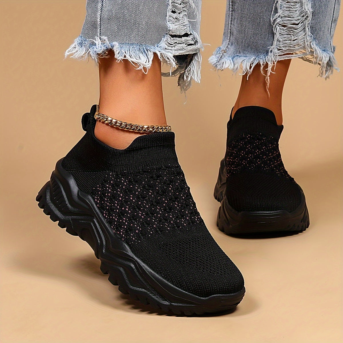 Women's Simple Plain Lace Up Low Top Sneakers - Casual Breathable Lightweight Socks Shoes, Minimalist Running Shoes Sporty Sneakers - For Women - Suitable for Running, Walking, Everyday Wear - Perfect Gift for Fitness Enthusi