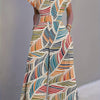 Vibrant Tropical Leaf Print Women'S Jumpsuit - Casual V-Neck, Sleeveless Romper with Matching Overalls, Colorful Abstract Design, Perfect for All Seasons, Allseason Jumpsuit|Vneck Romper|Colorful Abstract Print