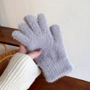 Women's Cozy Plush Winter Gloves - Warm, Stretchy Full-Finger Touchscreen Compatible Mittens in Solid Colors