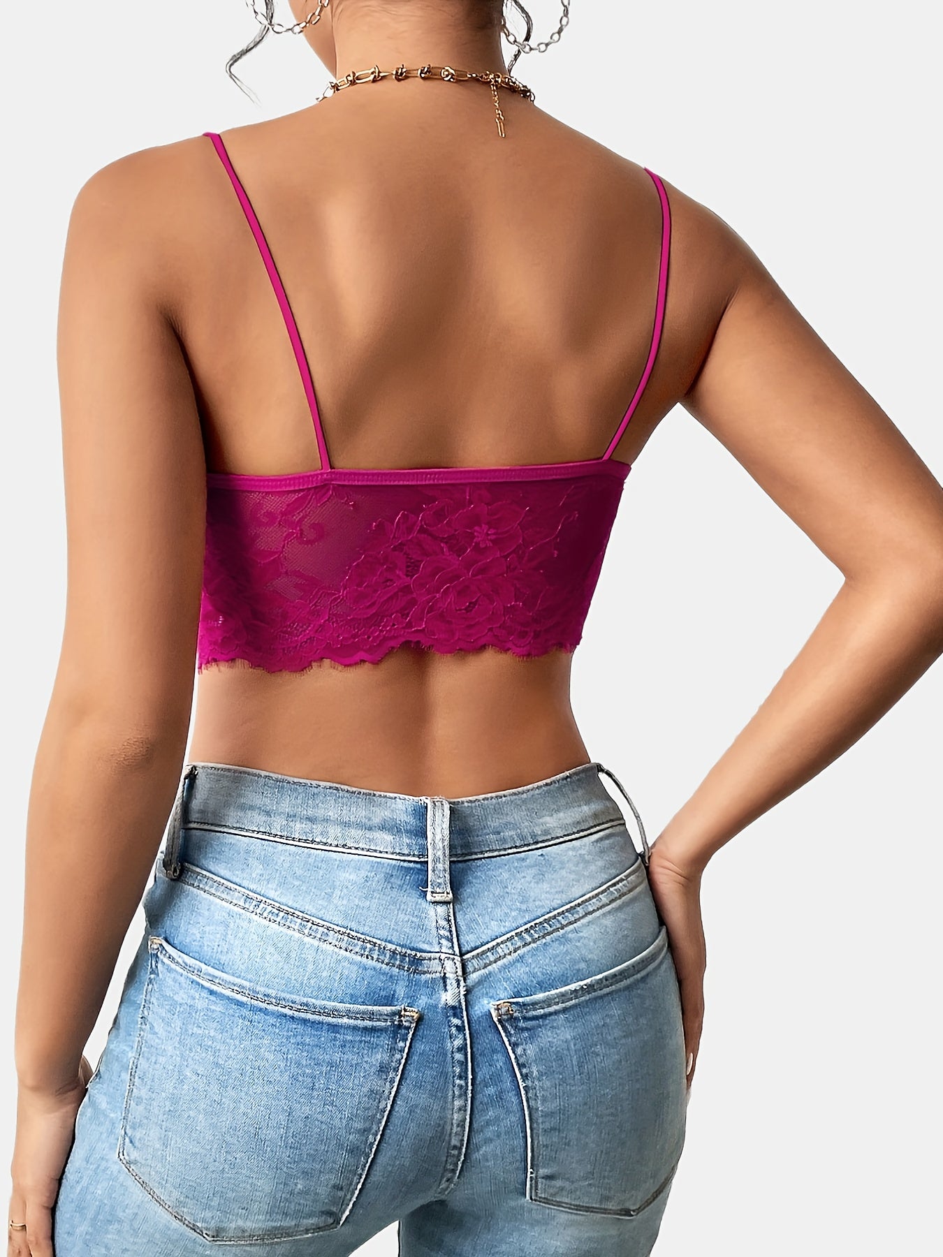 Cutout Floral Lace Crop Cami Top, Casual Bow Summer Sleeveless Top, Women's Clothing