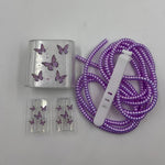 5pcs Purple Butterfly Charger Covers, TPU Protective Cases for iPhone 14 Pro Max, 13/12/11, 18/20W Fast Charging, Cord Wrapping, Anti-Breakage, Gift for Boyfriend/Girlfriend, Phone Accessories