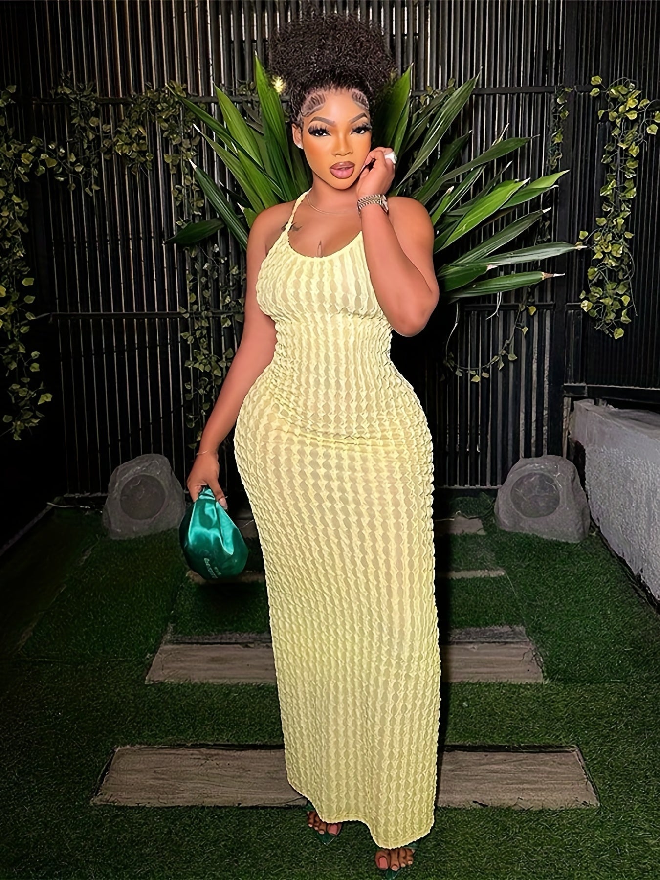 Solid Spaghetti Popcorn Dress - Sexy Backless Design - For Spring & Summer - Women's Clothing - Perfect for Parties & Casual Occasions - Ideal Gift for Women