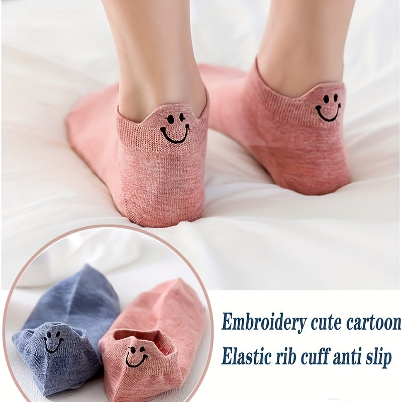 10 Pairs Of Socks In Various Colors, Elastic Ankle Length Socks, Aesthetic Socks, Cute Socks, Lightweight Low Cut Socks For Women And Girls