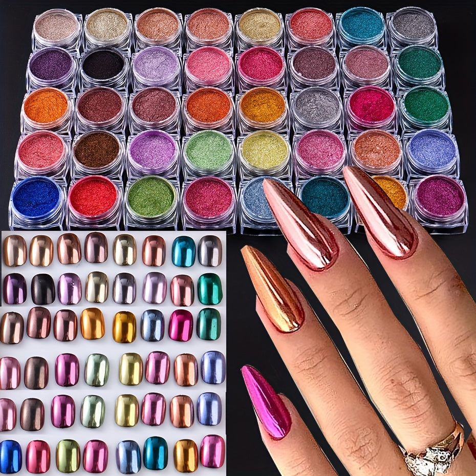 40 Colors Metallic Chrome Nail Powder Pigment Y2K Mirror Effect Rubbing On Dust UV Gel Polish DIY Flakes Manicure Accessories