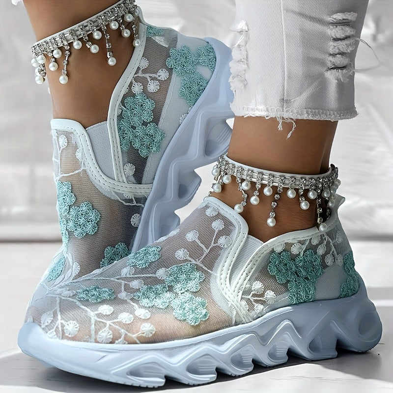 Mesh Elastic Strap Casual Sports Shoes - Without Foot Chain