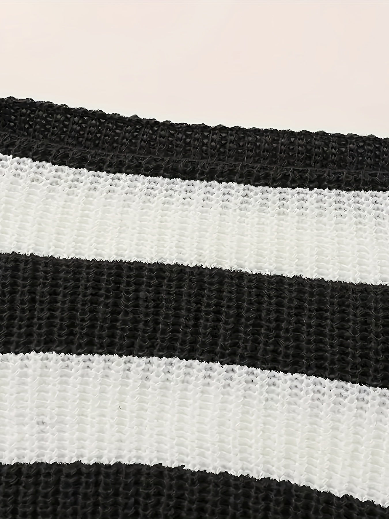 Chic Striped Crop Sweater for Women - Long Sleeve, Round Neck, Polyester Knit Pullover