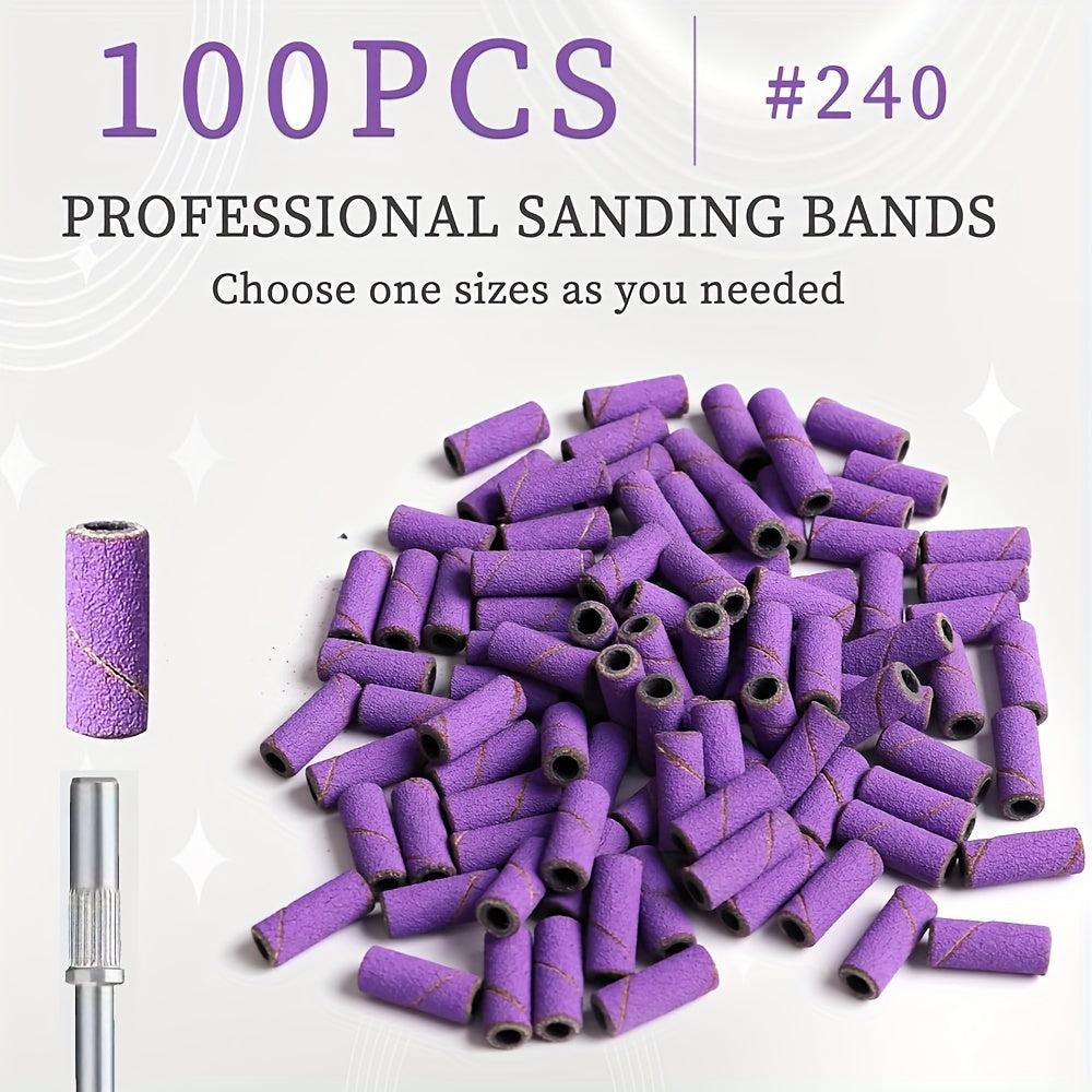 100Pcs Professional Nail Drill Sanding Bands, Unscented Nail Drill Bits for Manicure and Pedicure Tools