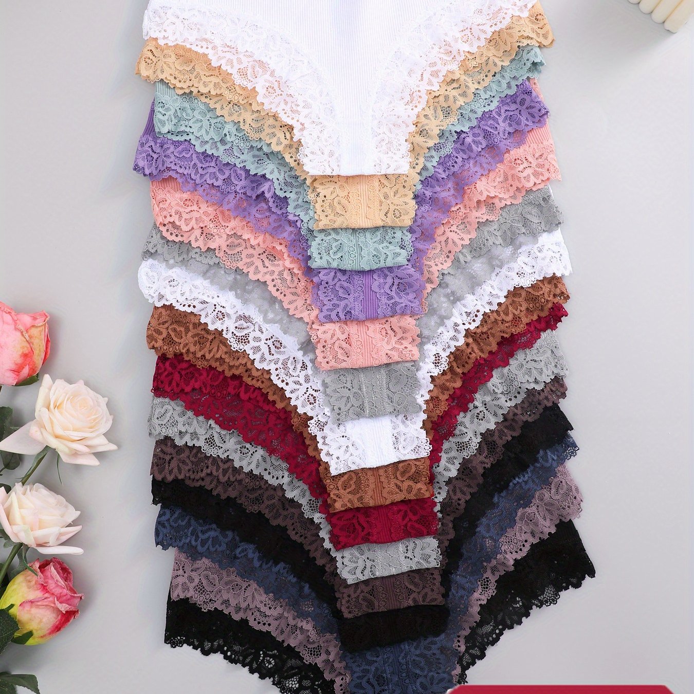 15pcs Lace Women Panties Christmas Gift Underwear Women Briefs Comfortable Female Underpants Solid Color Pantys Lingerie S-XL