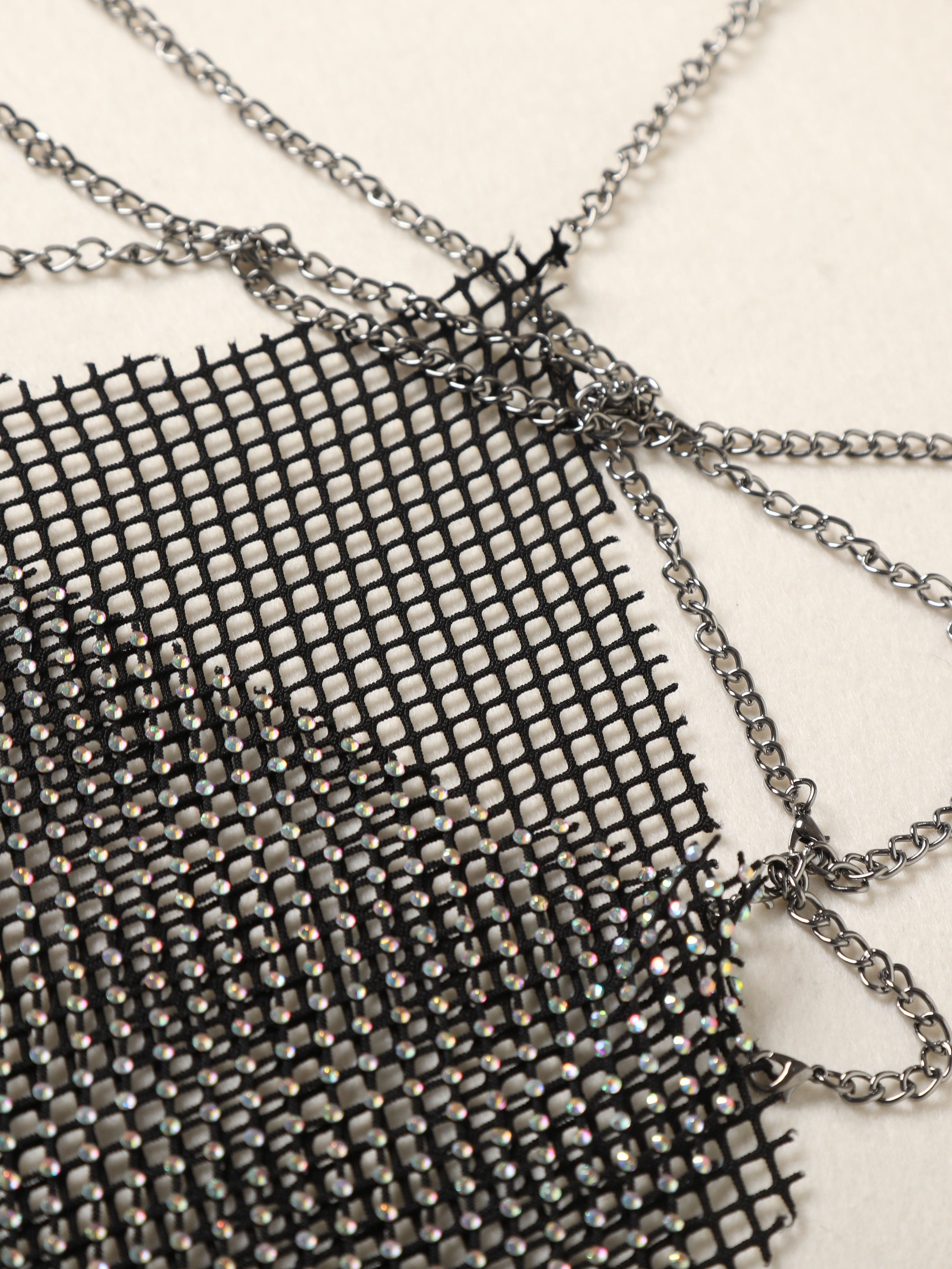 Adult Uniform Chain Hollow-out Mesh Sexy Strap Dress