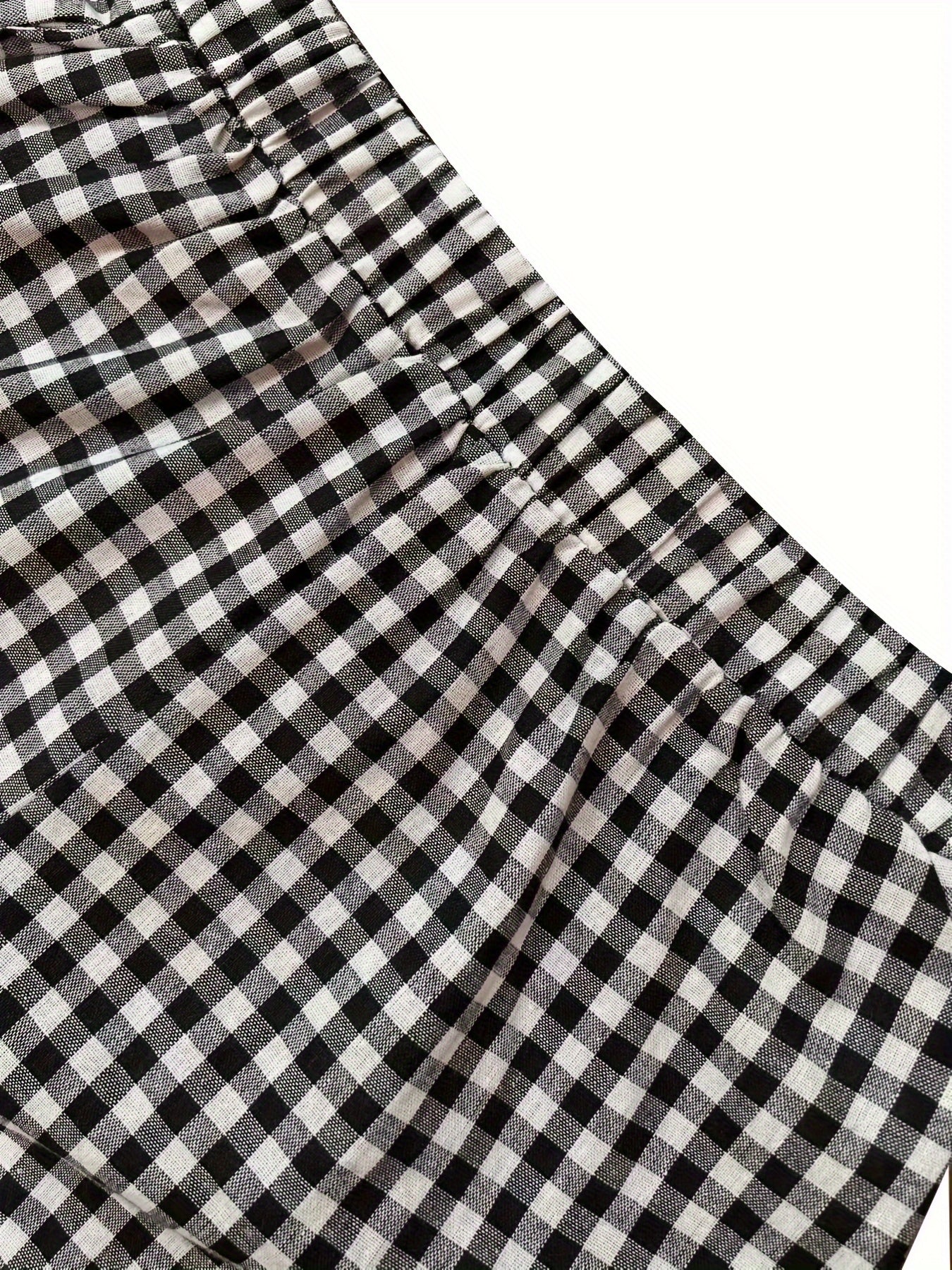 Women'S Casual Gingham Pantsuit with Lapel Collar and Zipper Details, 100% Polyester Woven Fabric, for Fall/Winter