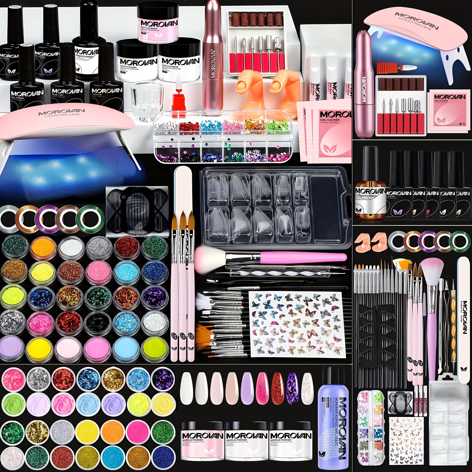 Acrylic Nail Kit with Everything – Professional Starter Acrylic Set for Beginners, Full Nail Supplies with USB Nail Drill & Acrylic Powder