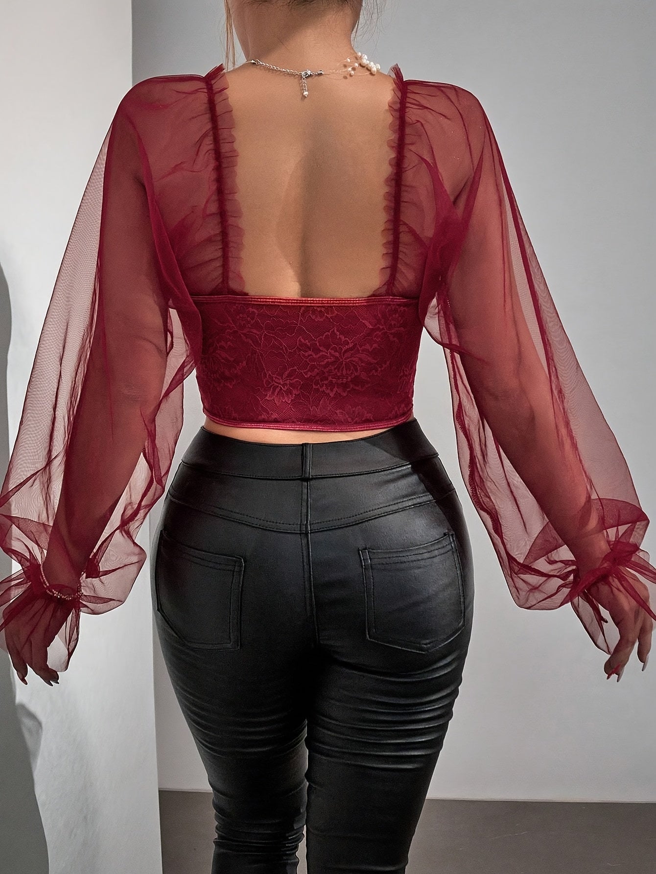 Sexy Red Lace Off-Shoulder Top with Floral Pattern - Short Sleeve, V-Neck, Polyester, Spring/Summer Fashion, Elegant Necklace, Fashionable Top|Floral Lace Top|Polyester Fabric