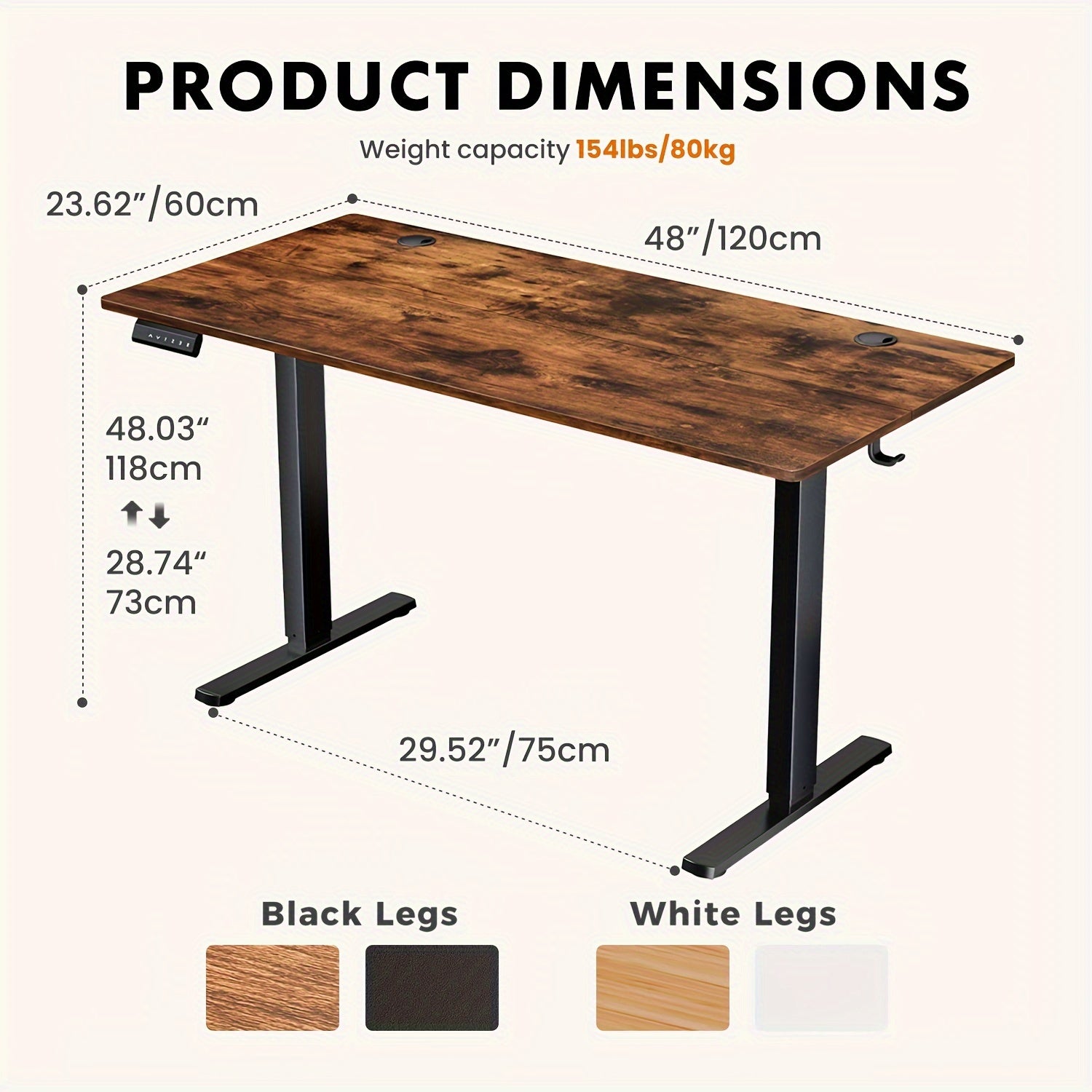 Height Adjustable Electric Standing Desk - 40/48/55/63 Inch Motorized Lift Computer Task Table with Spacious Workspace - Ergonomic Rising Desk for Office and Home with 4 Color Options