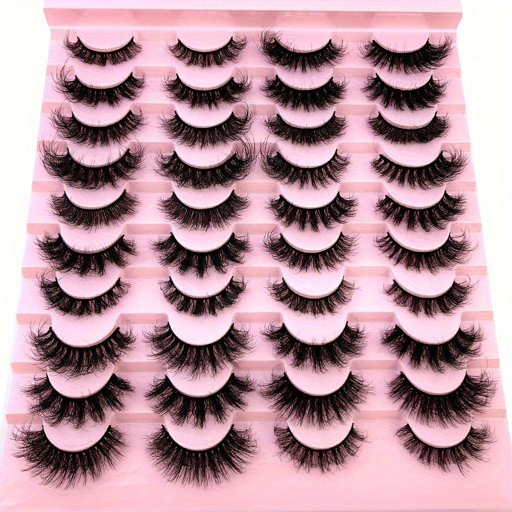 20 Pairs Handmade 3D Mink Eyelashes Set, Natural Fluffy Cat Eye Style, Reusable 0. 07mm Thickness, C/D Curl, 13-25mm Length, Beginner-Friendly False Lashes for Dramatic Makeup Looks