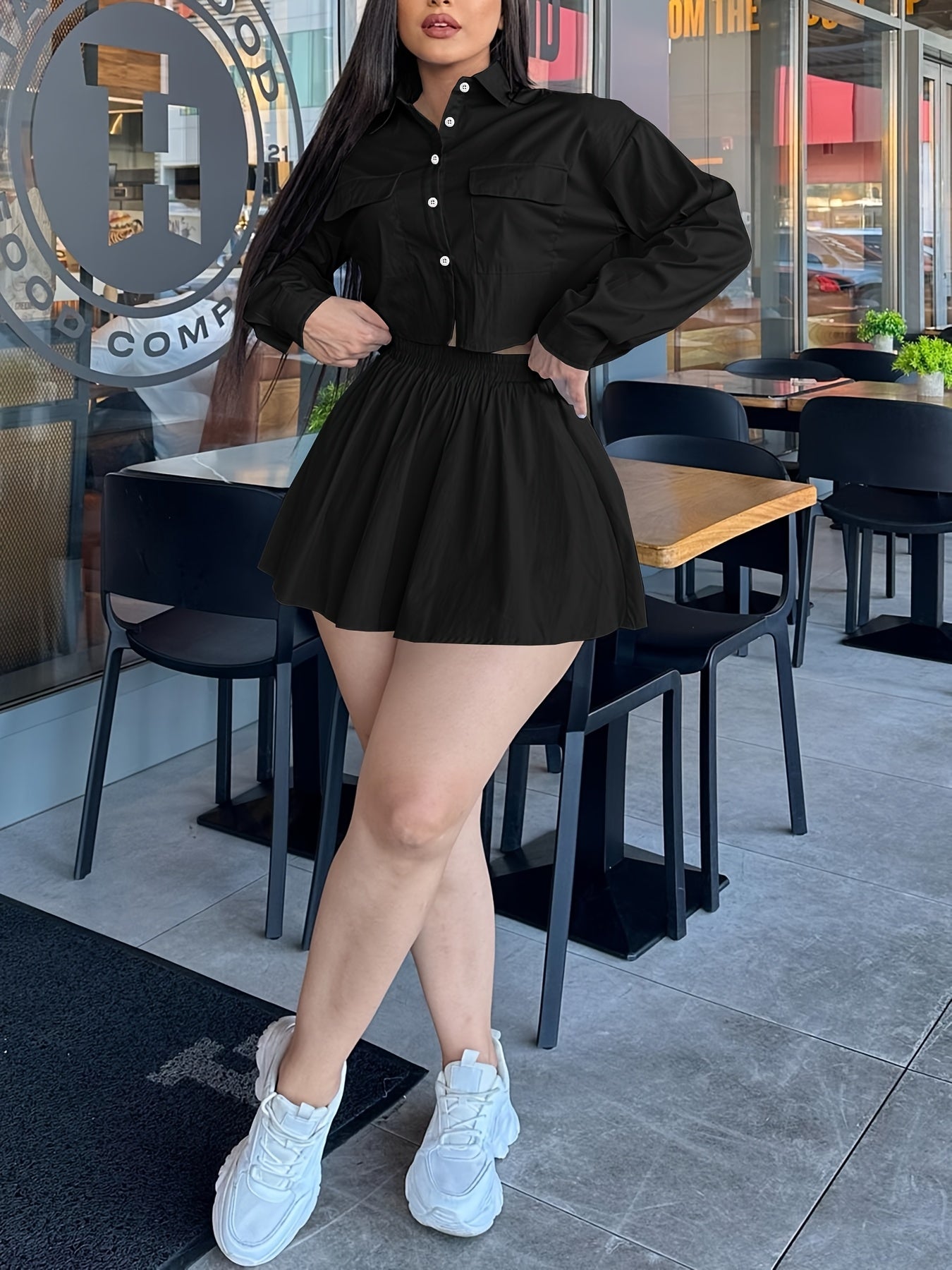 European and American Women's new spring/summer fashionable casual solid color skirt set