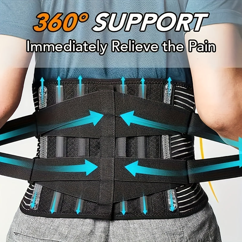 3D Lumbar Cushion for Back Support, Non-Slip 6X Back Support Strap, Optional Straps for Men And Women, Soft Breathable Mesh Fabric for Lumbar Support.