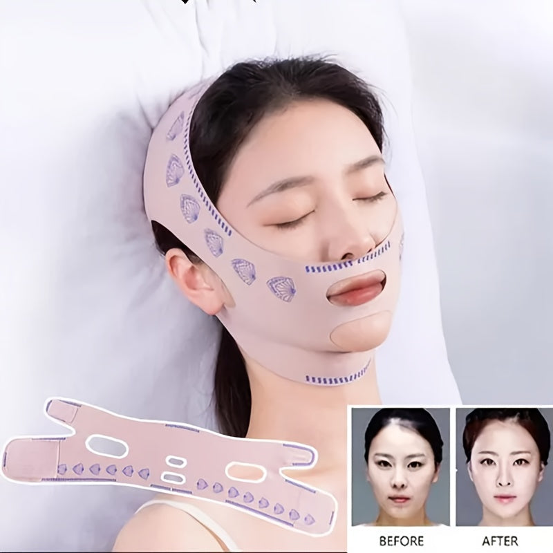1pc Adjustable Face Lifting Band, Breathable Beauty Tape for Facial Contouring, Sleeping & Beauty Salon Use, Skin-Friendly Material with Reusable Fastening Straps