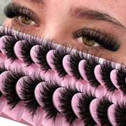 10 Pairs New False Eyelashes Cat Eye Fluffy False Mink Eyelashes 8D Wispy Eyelashes Dramatic Long Thick Curled False Eyelashes Natural Looking Soft Fluffy 3D False Eyelashes Russian Curled Eyelashes