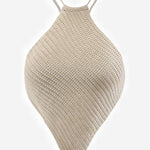 Solid Color Halter Neck Sweater Vest, Elegant Tie Back Sleeveless Knitted Vest For Spring & Summer - Women's Clothing - Soft & Breathable Knitted Fabric - Perfect for Casual & Chic Outfits - Ideal Gift for Fashionable Women