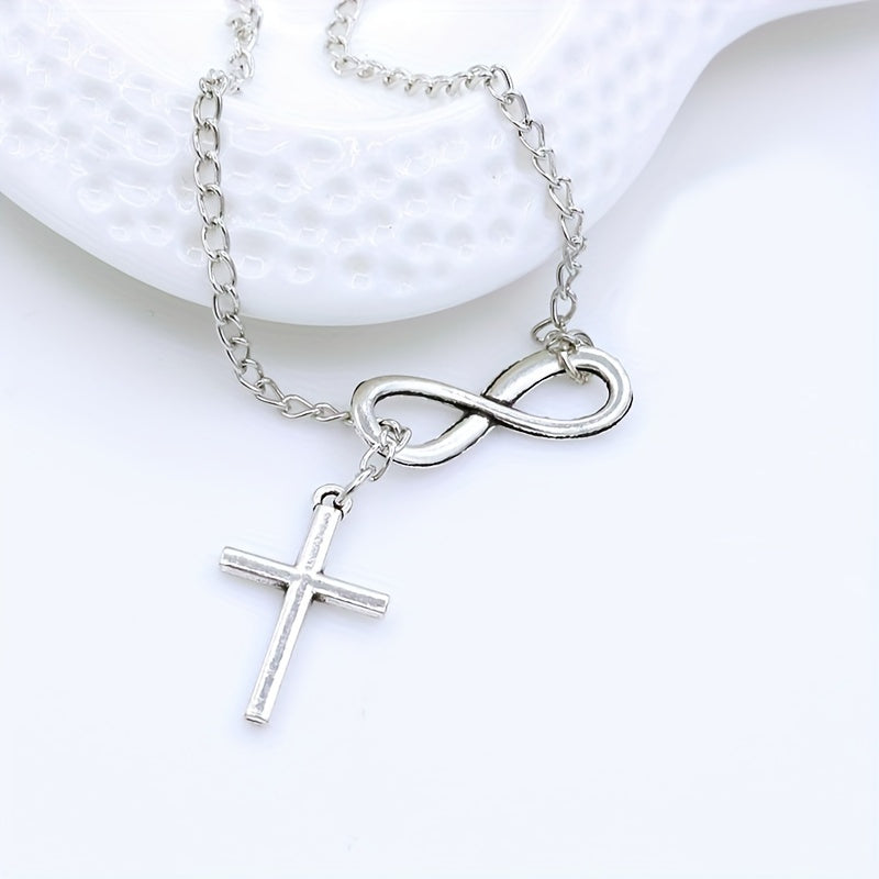 Minimalist Lucky 8-character Cross Short Necklace Jewelry
