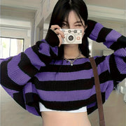 Women'S Y2K Style Color Block Knit Crew Neck Short Sleeve Pullover - 100% Polyester Jersey, All Seasons, Knit Fabric, Young Fashion