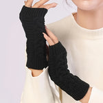 Women'S Cable Knit Fingerless Mittens, Polyester, Solid Color, Elastic, Non-Feathered, with Hand Washable, for Outdoor Warmth, Fashionable Winter Hand Warmers