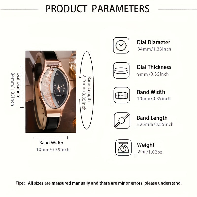 Beautiful wine barrel-shaped watch case alloy ladies quartz wristwatch paired with a leaf bracelet, perfect match and first choice for her gift