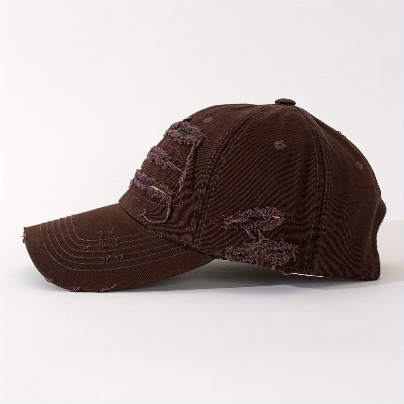 1pc Simple Polyester Baseball Cap, Embroidered Patches, Hole, Washed, Lightweight, Non-Stretch, Hand Wash or Professional Dry Clean, Solid Color, Spring Festival Valentine'S Day Gift