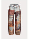 Women'S Patchwork Button - Zipper Pocket Wide - Leg Long Pants. Made Of Denim - Like Fabric, With Printing Techniques, These Pants Exude A Strong Street - Style Trend.