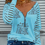 Women's Casual V-Neck T-Shirt with Unique Cloud Print - Soft Polyester, Machine Washable, Geometric Pattern, Perfect for All Seasons