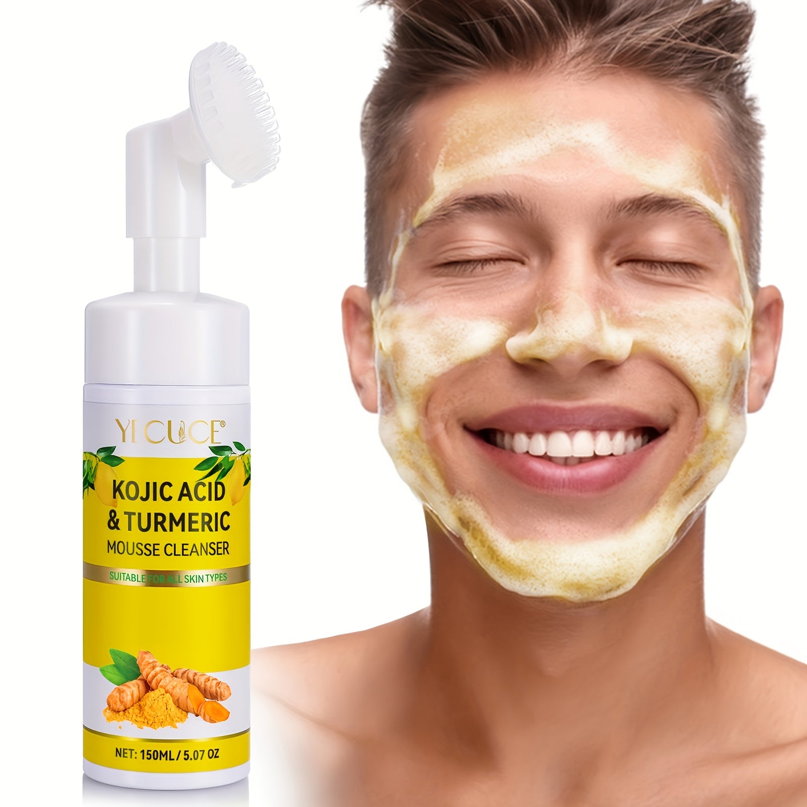2pcs 300ml Kojic Acid Facial Cleansing Mousse, Deep Pore Cleansing, Large Capacity, Day And Night