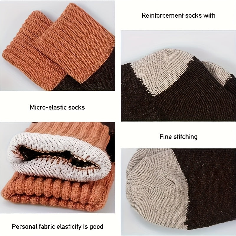 5 Pairs Of Thick Mid Tube Socks For In Winter, Cold Resistant, Warm, And Heat Storage Looped Socks, Soft And Comfortable Floor Socks With Thick Velvet, Outdoor Long Tube