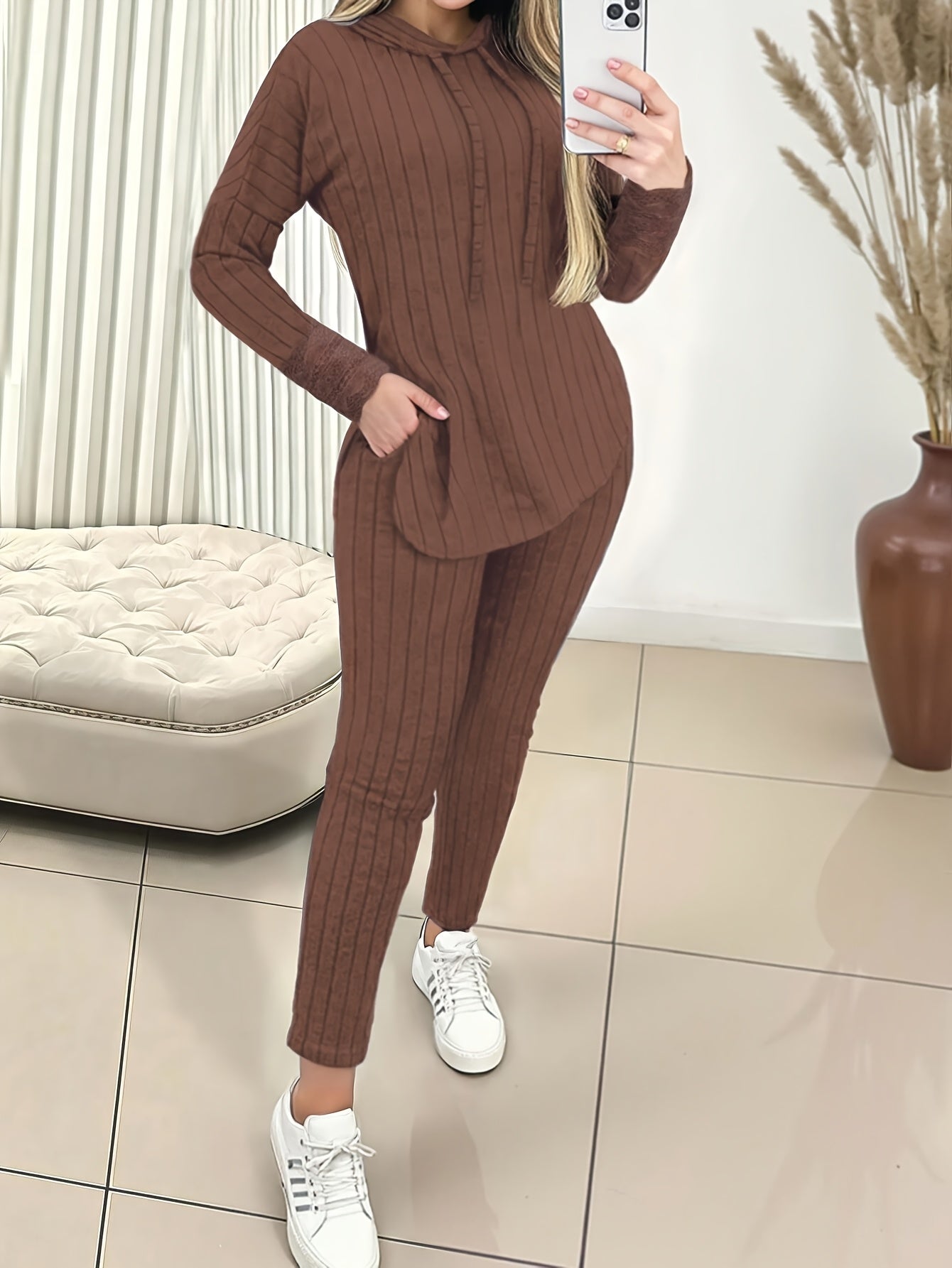 Elegant Directional Women'S Casual Hoodie And Pants Set