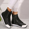 YMM980-99 White & Black Military Green High-Top Side Zipper Women'S Fashion Casual Versatile Inner Zipper Lace-Up Comfortable Breathable Sports Ankle Boots
