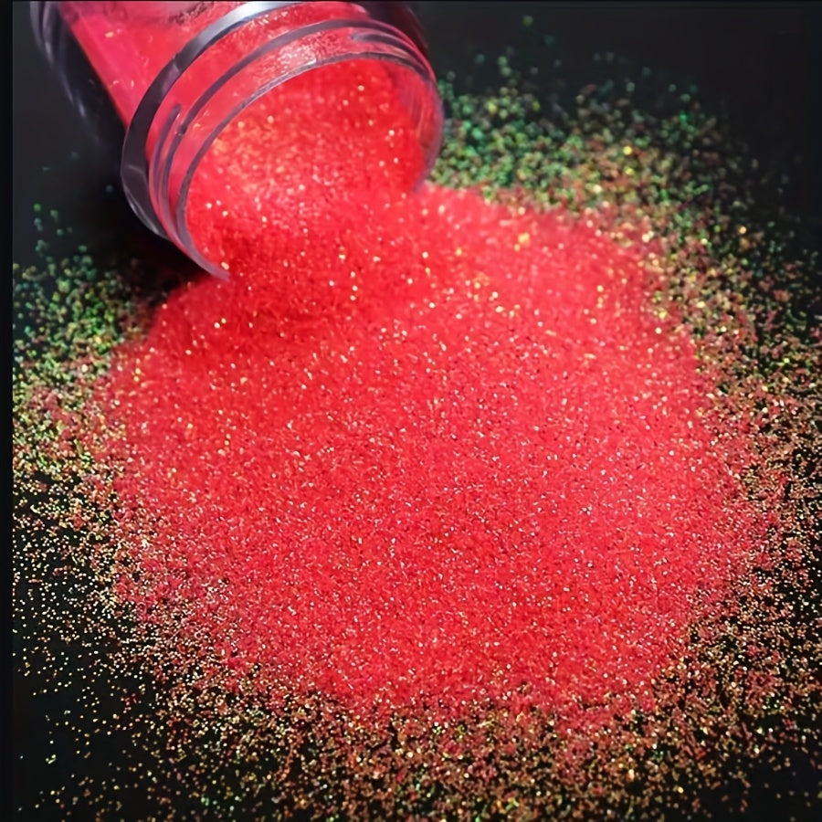 1 Bottle Crimson Nail Art Glitter Powder – Sparkling Red Sugar Effect for Winter Manicures, No-Scent, Triangular Shape, Perfect for Nail Charms and Gems, Glitter Nail Finish | Vibrant Nail Art | Fine Nail Powder