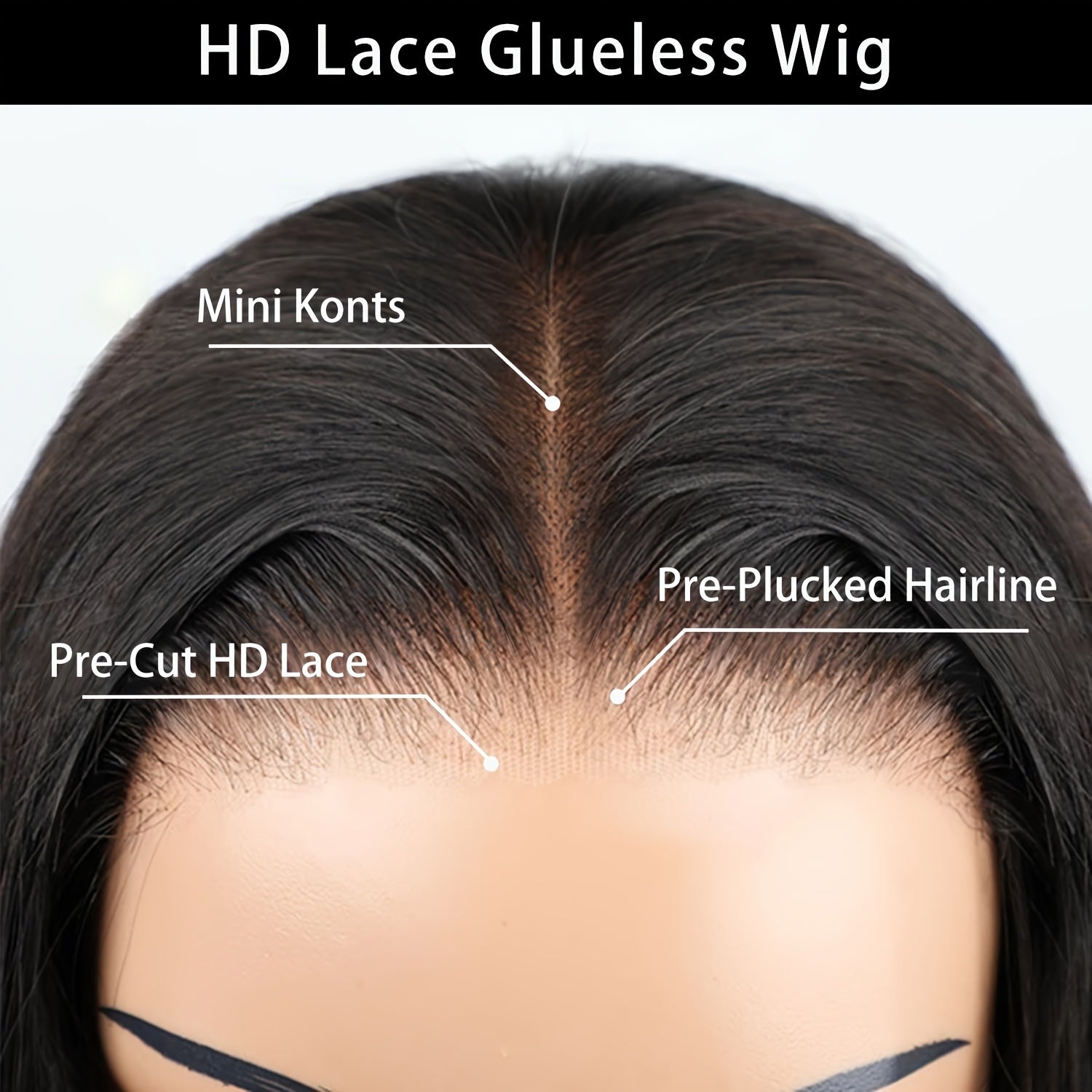 4X4 HD Lace Closure Wig - 100% Human Hair, No Glue Needed, Pre-Plucked Straight Hair, 200% Density, Elegant Style for Women, Perfect for Role-Playing And Casual Attire, Everyday Hairpiece | Natural Appearance | Natural Textur