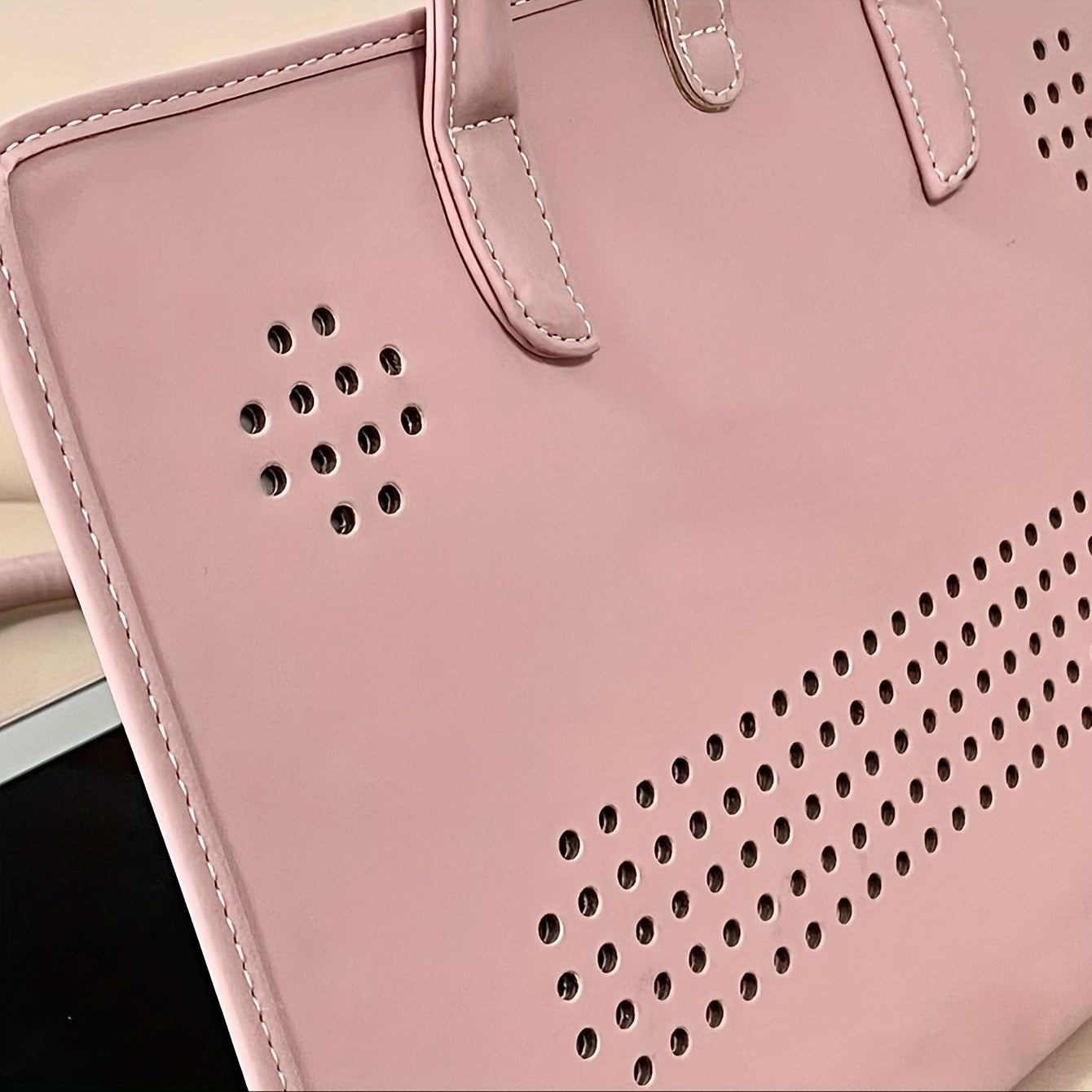 1 Pink PU Leather Laptop Tote Bag with Personalized Name, Floral Pattern, Magnetic Flap Closure, Portable Briefcase for Office and School