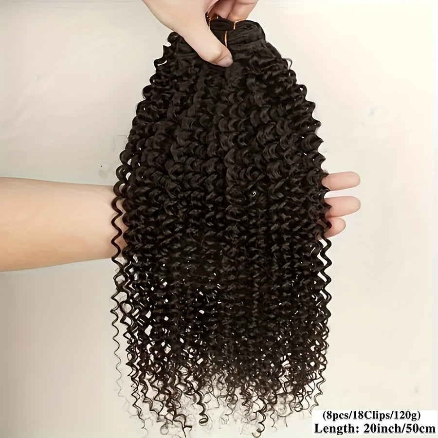 Natural Black Kinky Curly Clip Ins Hair Extensions 14 Inch Invisible Clip In Hair Extensions Real Human Hair 8Pcs 18 Clips Soft Clips Hair 120g Curly Hair Extensions