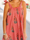 Women'S Floral Print Sleeveless Halter Tie Back Layered Hem Cami Mini Dress