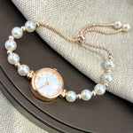 Elegant Rose Golden-Tone Women's Quartz Watch with White Bracelet, Vintage Style Analog Display, Non, Alloy Case & Band, Perfect for Casual or Formal Occasions, Fashion Timepiece | Vintage Watch | Roman Numeral Markers