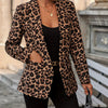 Leopard Print Open Front Blazer, Elegant Lapel Neck Long Sleeve Blazer For Office & Work - Women's Clothing - Stylish & Professional - Suitable for Business Meetings & Formal Events - Perfect Gift for Women