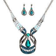 Water Drop Gem Necklace And Earrings