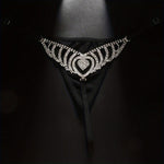 1pc Hollow Out Rhinestone Love Heart Panties Women's Sparkling Thong Sexy Body Chain Jewelry Accessories