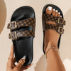 Trendy Comfort Slide Sandals – Soft Open-Toe Casual Slides with Adjustable Double Buckle Straps, Breathable & Lightweight, All-Season Wear