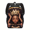 Black Queen Crown Print Backpack: Large Capacity, Lightweight, and Durable for Travel and School - Vegan Friendly