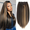 Kinky Straight Clip In Wig Extensions Full Head Yaki Straight Clips In For Women Synthetic Wig 7Pcs Wig Accessories