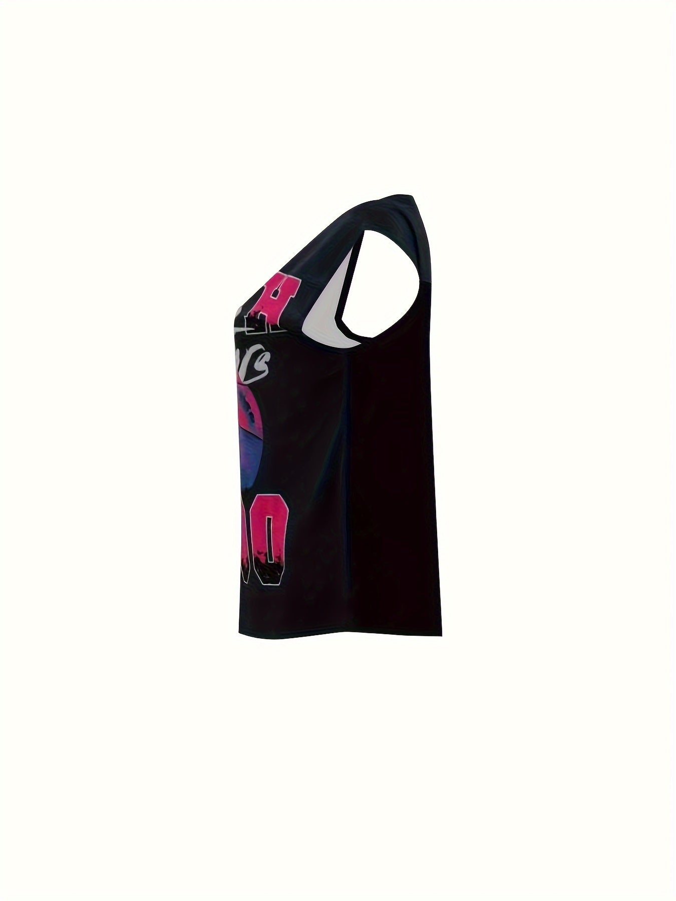 Casual Sleeveless Graphic Letter Print Top - Relaxed Fit Round Neck, Medium Stretch Machine-Washable Spring/Summer Shirt for Casual Attire, Summer Fashion, Trendy Design, Comfortable Fabric